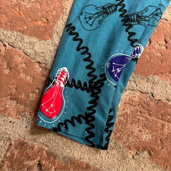 Lularoe Tall and Curvy stretchy Leggings Light Bulbs Unicorn turquoise & black - Picture 2 of 11